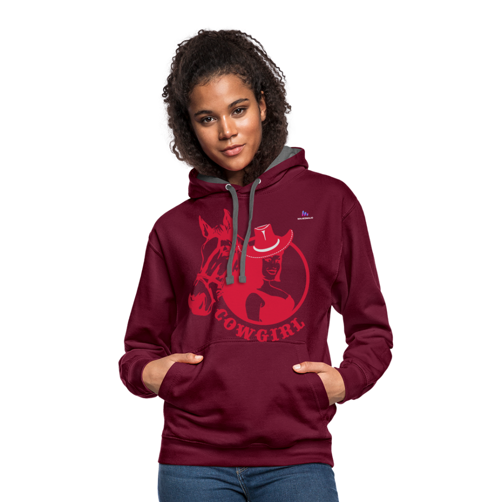 Sudadera con capucha en contraste"horse love" - burgundy/charcoal