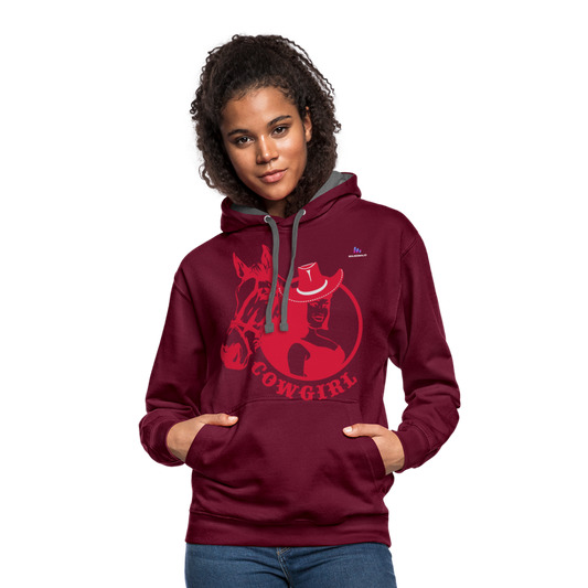 Sudadera con capucha en contraste"horse love" - burgundy/charcoal