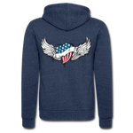 Chaqueta con capucha Tri-Blend unisex de Bella + Canvas"USA heart" - heather navy