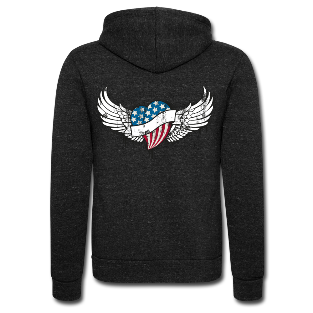 Chaqueta con capucha Tri-Blend unisex de Bella + Canvas"USA heart" - charcoal grey