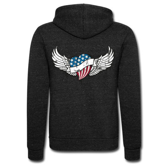 Chaqueta con capucha Tri-Blend unisex de Bella + Canvas"USA heart" - charcoal grey