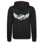 Chaqueta con capucha Tri-Blend unisex de Bella + Canvas"USA heart" - charcoal grey