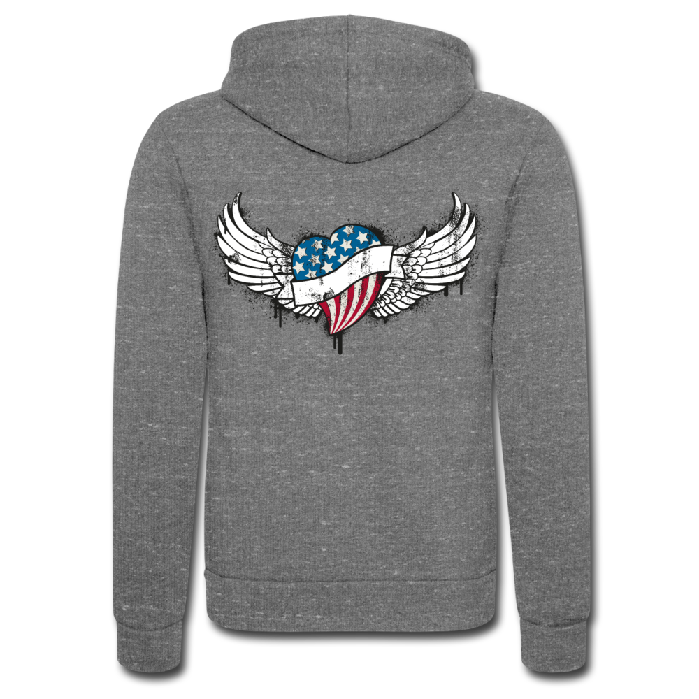 Chaqueta con capucha Tri-Blend unisex de Bella + Canvas"USA heart" - grey tri-blend