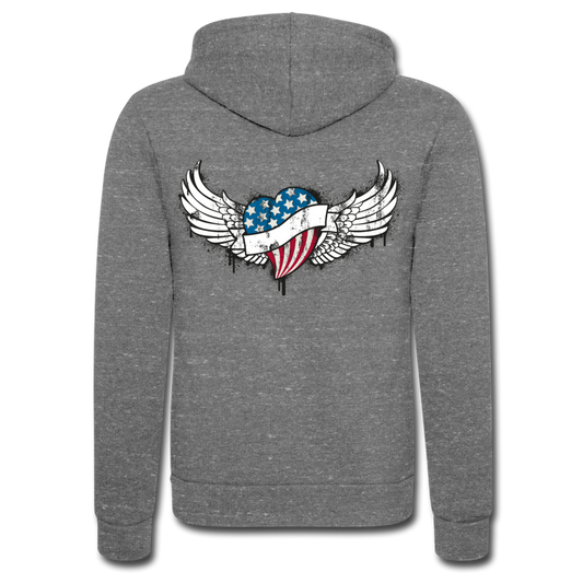 Chaqueta con capucha Tri-Blend unisex de Bella + Canvas"USA heart" - grey tri-blend