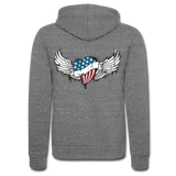 Chaqueta con capucha Tri-Blend unisex de Bella + Canvas"USA heart" - grey tri-blend