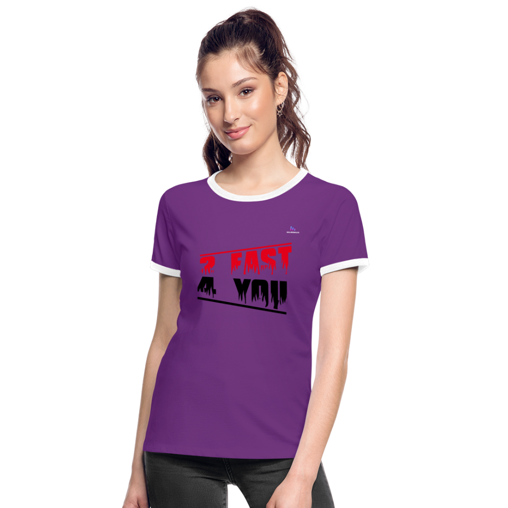 Camiseta contraste"2 fast for 4" - purple/white
