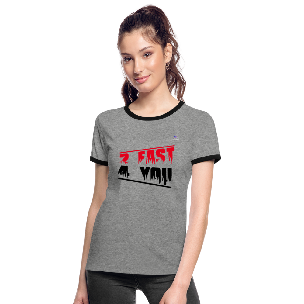 Camiseta contraste"2 fast for 4" - heather grey/black