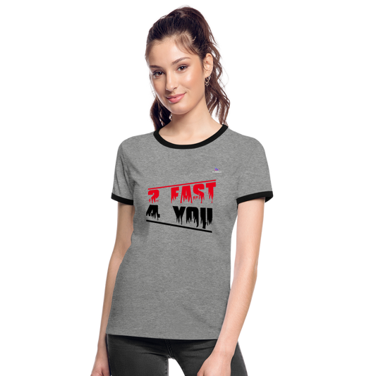 Camiseta contraste"2 fast for 4" - heather grey/black