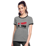 Camiseta contraste"2 fast for 4" - heather grey/black