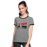 Camiseta contraste"2 fast for 4" - heather grey/black