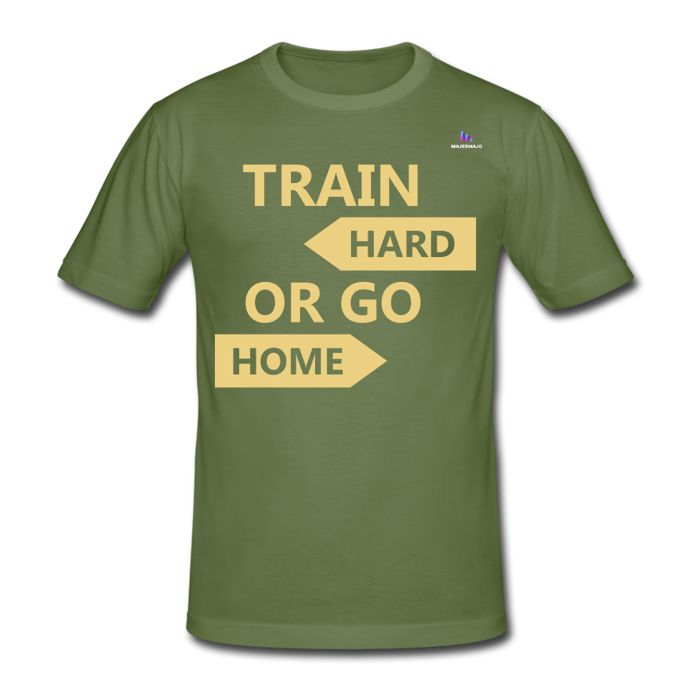 Camiseta pesada Gildan"Train hard 2" - military green