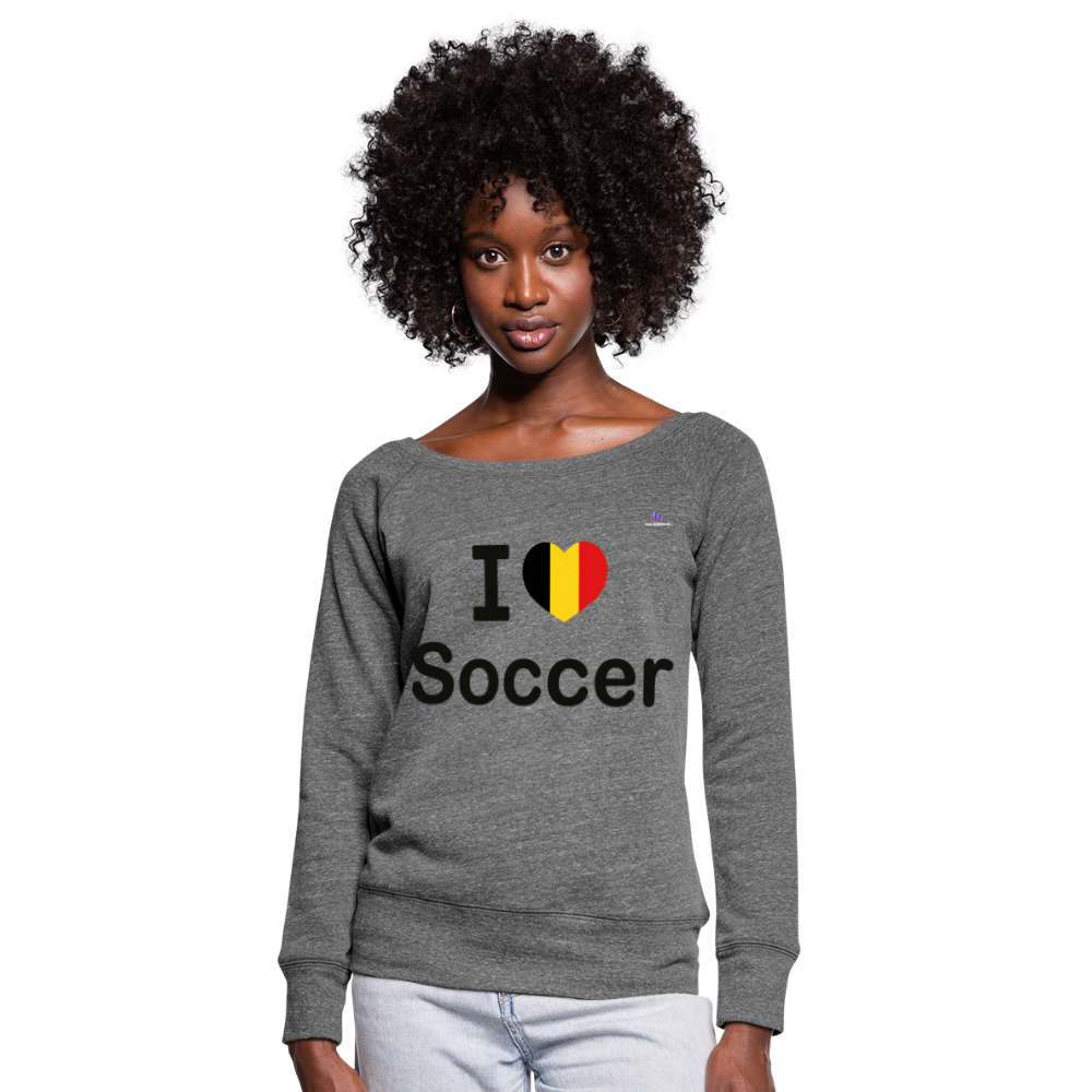 Sudadera con escote drapeado"I love Belgian soccer" - dark heather grey