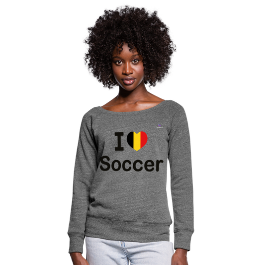 Sudadera con escote drapeado"I love Belgian soccer" - dark heather grey