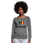 Sudadera con escote drapeado"I love Belgian soccer" - dark heather grey