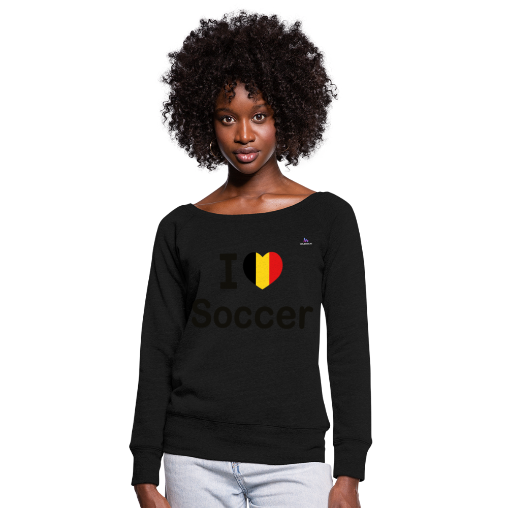 Sudadera con escote drapeado"I love Belgian soccer" - black