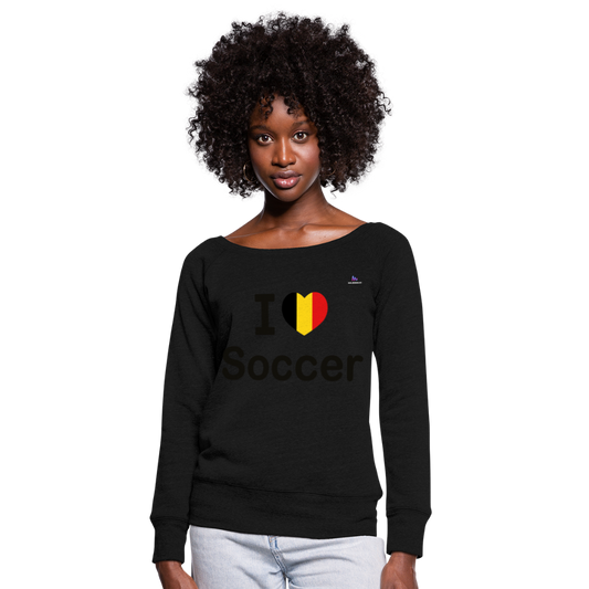 Sudadera con escote drapeado"I love Belgian soccer" - black