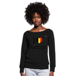 Sudadera con escote drapeado"I love Belgian soccer" - black