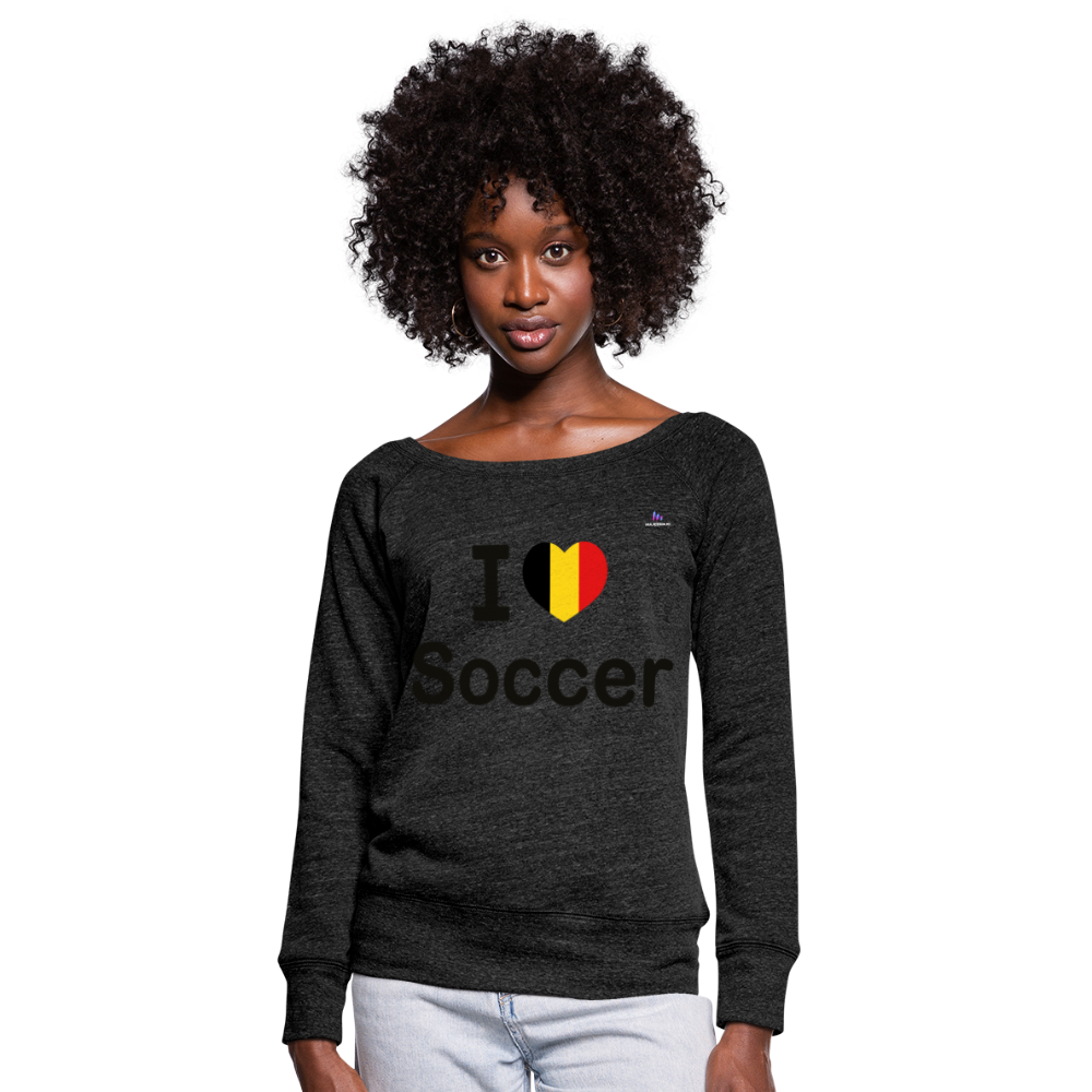 Sudadera con escote drapeado"I love Belgian soccer" - heather black