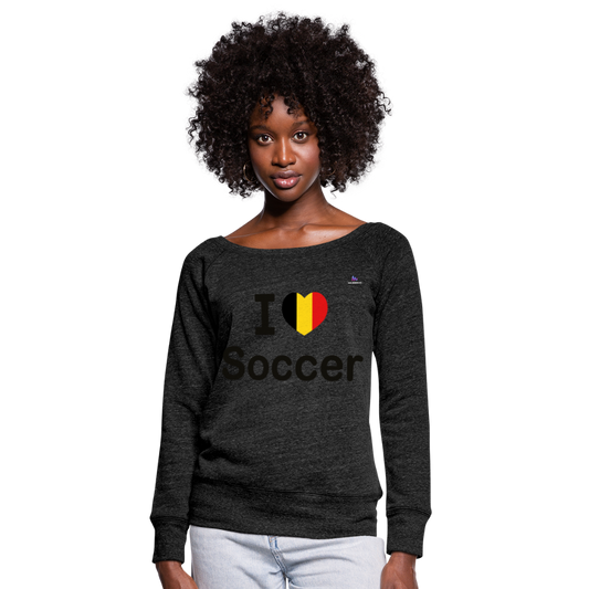 Sudadera con escote drapeado"I love Belgian soccer" - heather black