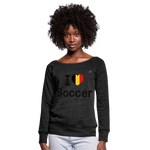 Sudadera con escote drapeado"I love Belgian soccer" - heather black