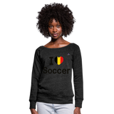 Sudadera con escote drapeado"I love Belgian soccer" - heather black