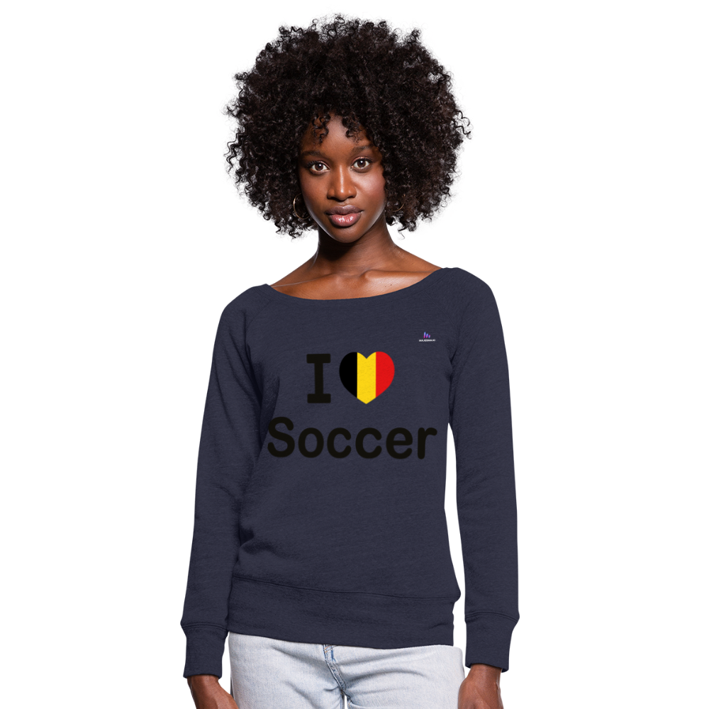 Sudadera con escote drapeado"I love Belgian soccer" - heather navy