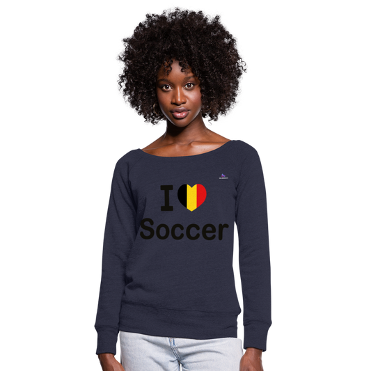 Sudadera con escote drapeado"I love Belgian soccer" - heather navy
