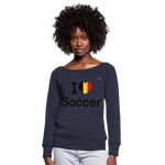 Sudadera con escote drapeado"I love Belgian soccer" - heather navy