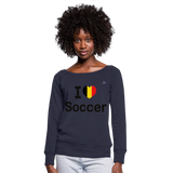 Sudadera con escote drapeado"I love Belgian soccer" - heather navy