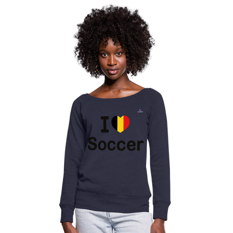 Sudadera con escote drapeado"I love Belgian soccer" - heather navy