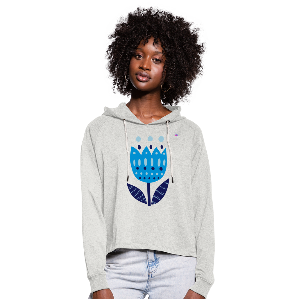 Sudadera cropped con capucha"Tulip" - heather oatmeal