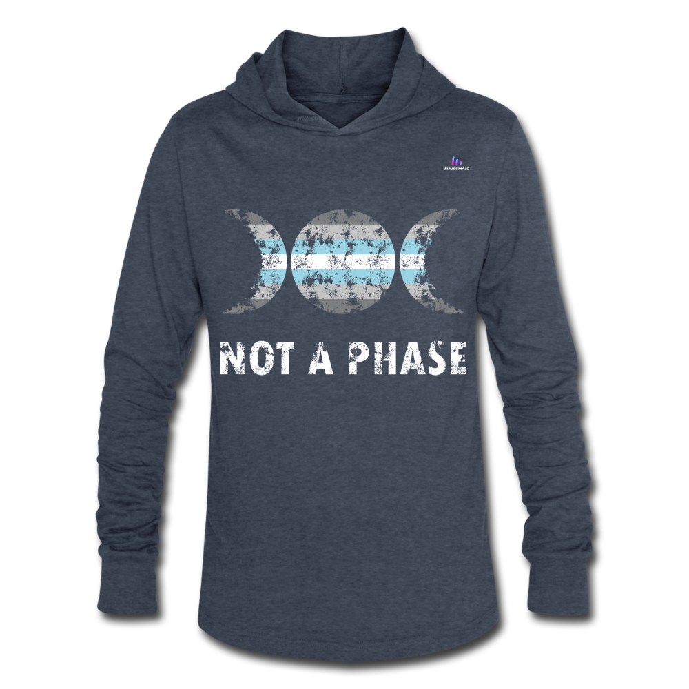 Camiseta con capucha triblend unisex"Not a Phase Bisexual" - heather blue