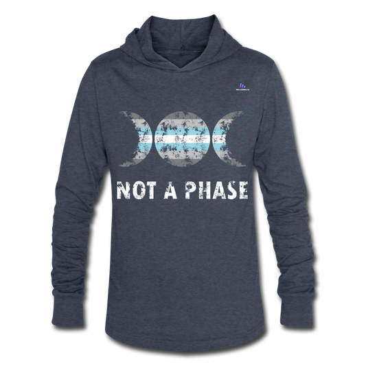 Camiseta con capucha triblend unisex"Not a Phase Bisexual" - heather blue