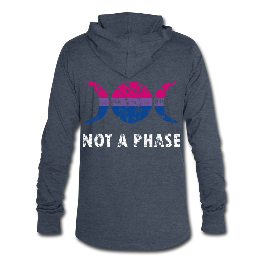 Camiseta con capucha triblend unisex"Not a Phase Bisexual" - heather blue