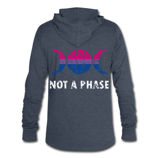Camiseta con capucha triblend unisex"Not a Phase Bisexual" - heather blue