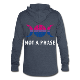 Camiseta con capucha triblend unisex"Not a Phase Bisexual" - heather blue