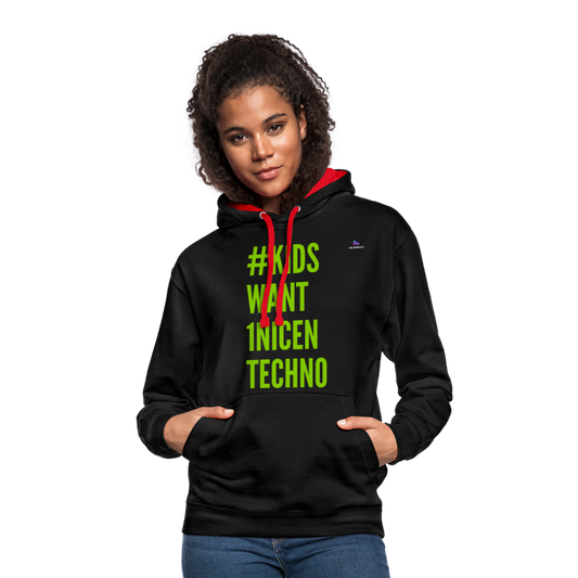 Sudadera con capucha en contraste"mittelfinger" - black/red