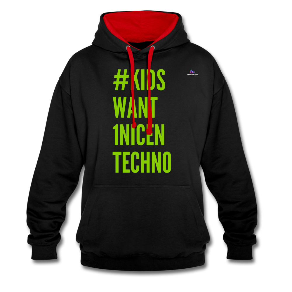 Sudadera con capucha en contraste"mittelfinger" - black/red