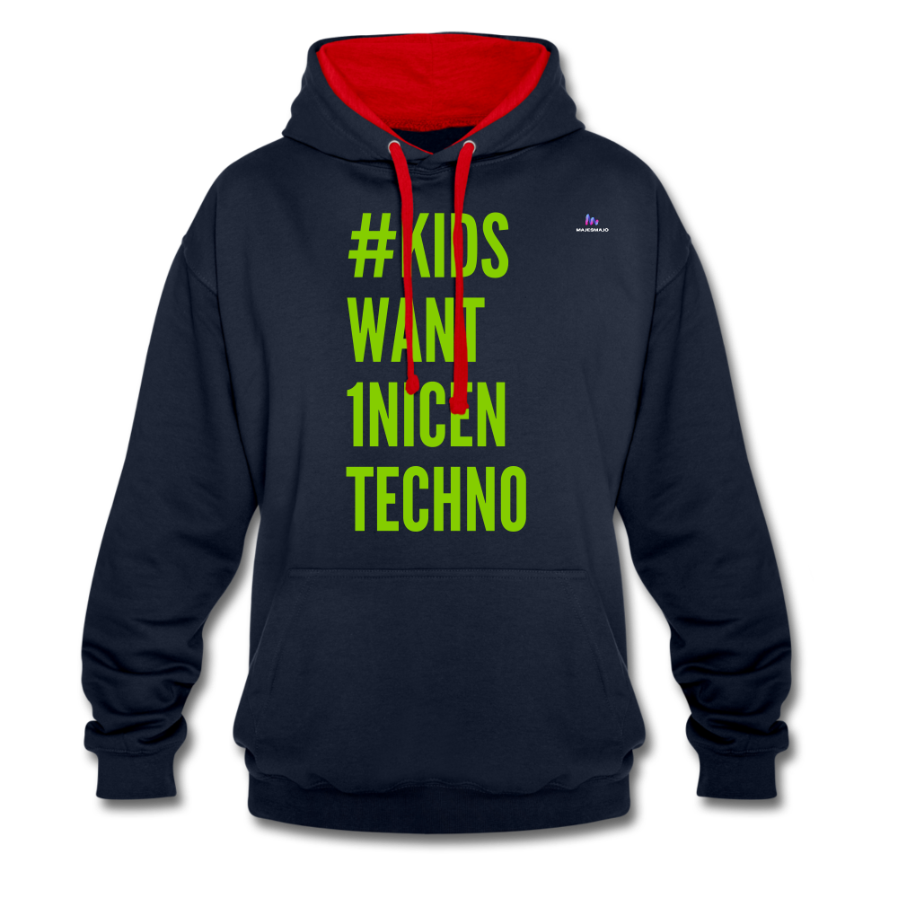 Sudadera con capucha en contraste"mittelfinger" - navy/red