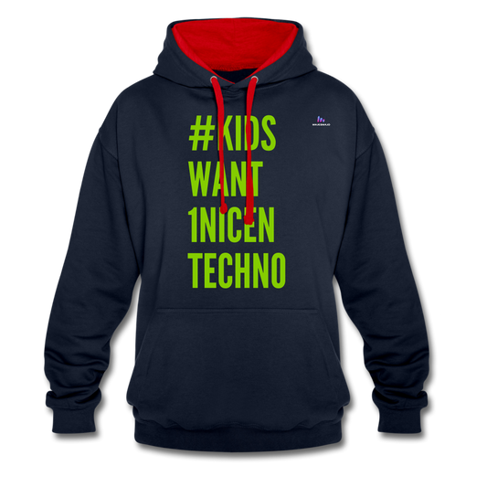 Sudadera con capucha en contraste"mittelfinger" - navy/red