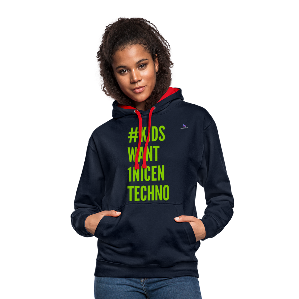 Sudadera con capucha en contraste"mittelfinger" - navy/red