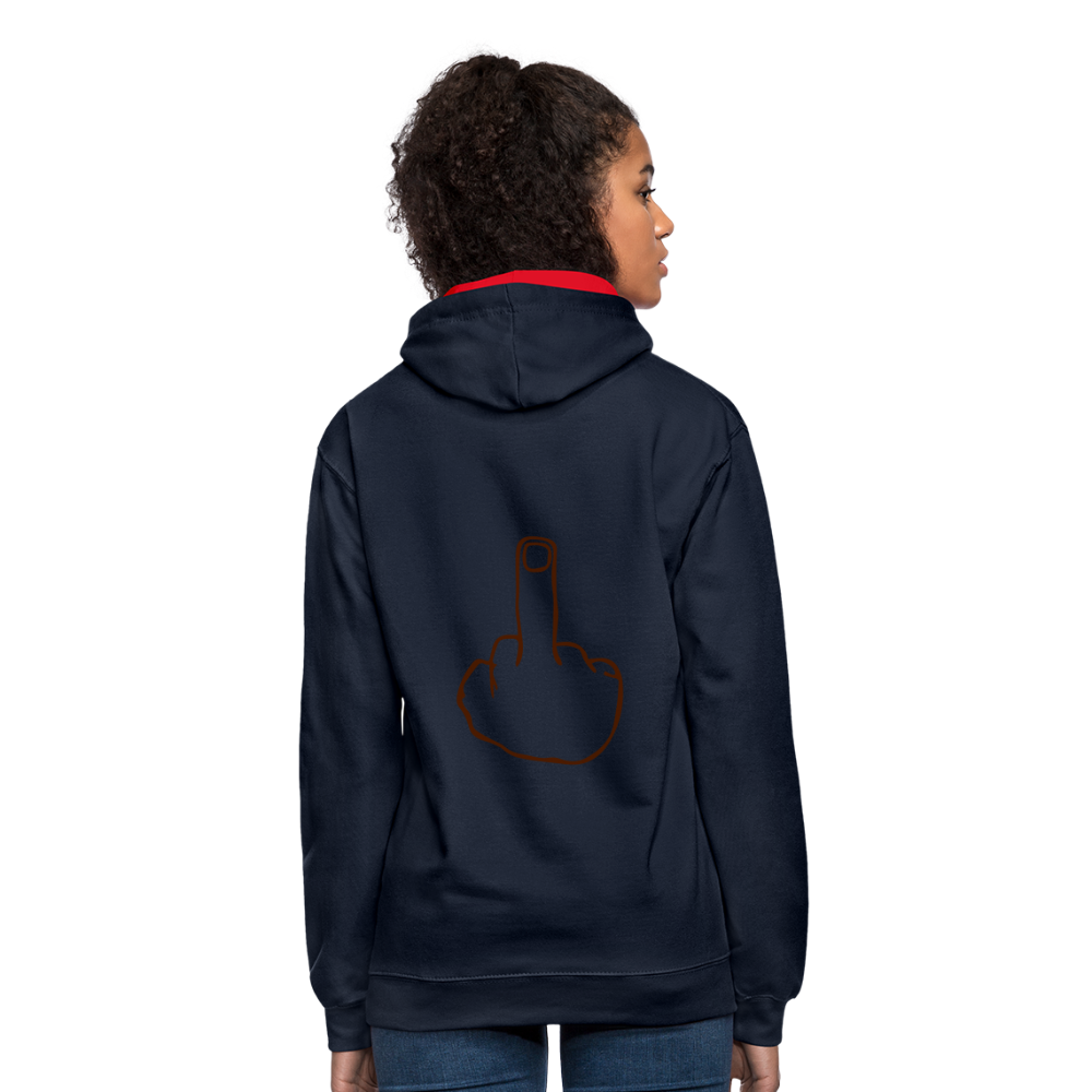 Sudadera con capucha en contraste"mittelfinger" - navy/red