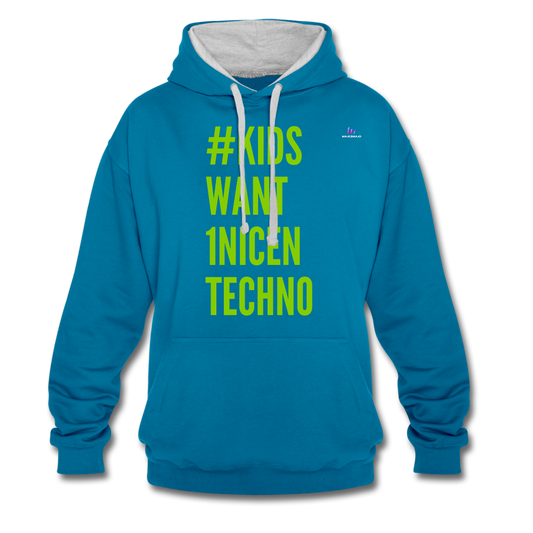Sudadera con capucha en contraste"mittelfinger" - peacock blue/heather grey