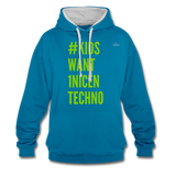 Sudadera con capucha en contraste"mittelfinger" - peacock blue/heather grey