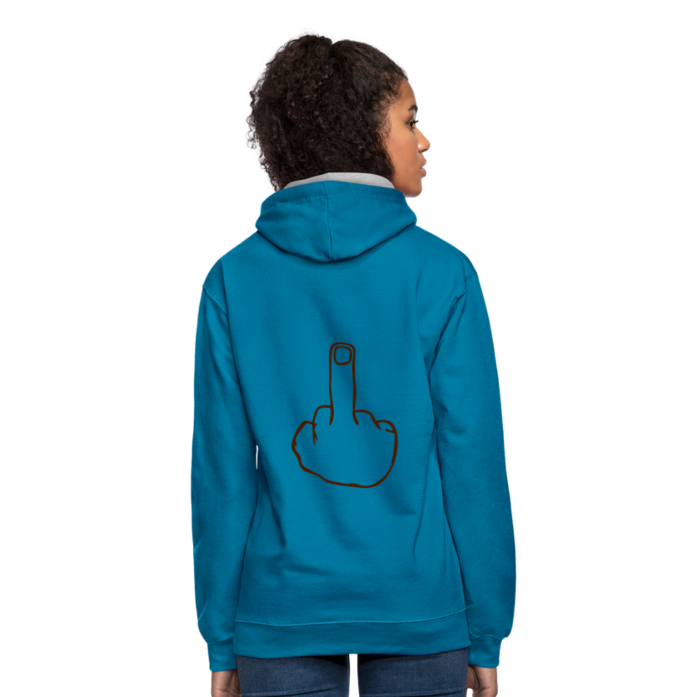 Sudadera con capucha en contraste"mittelfinger" - peacock blue/heather grey