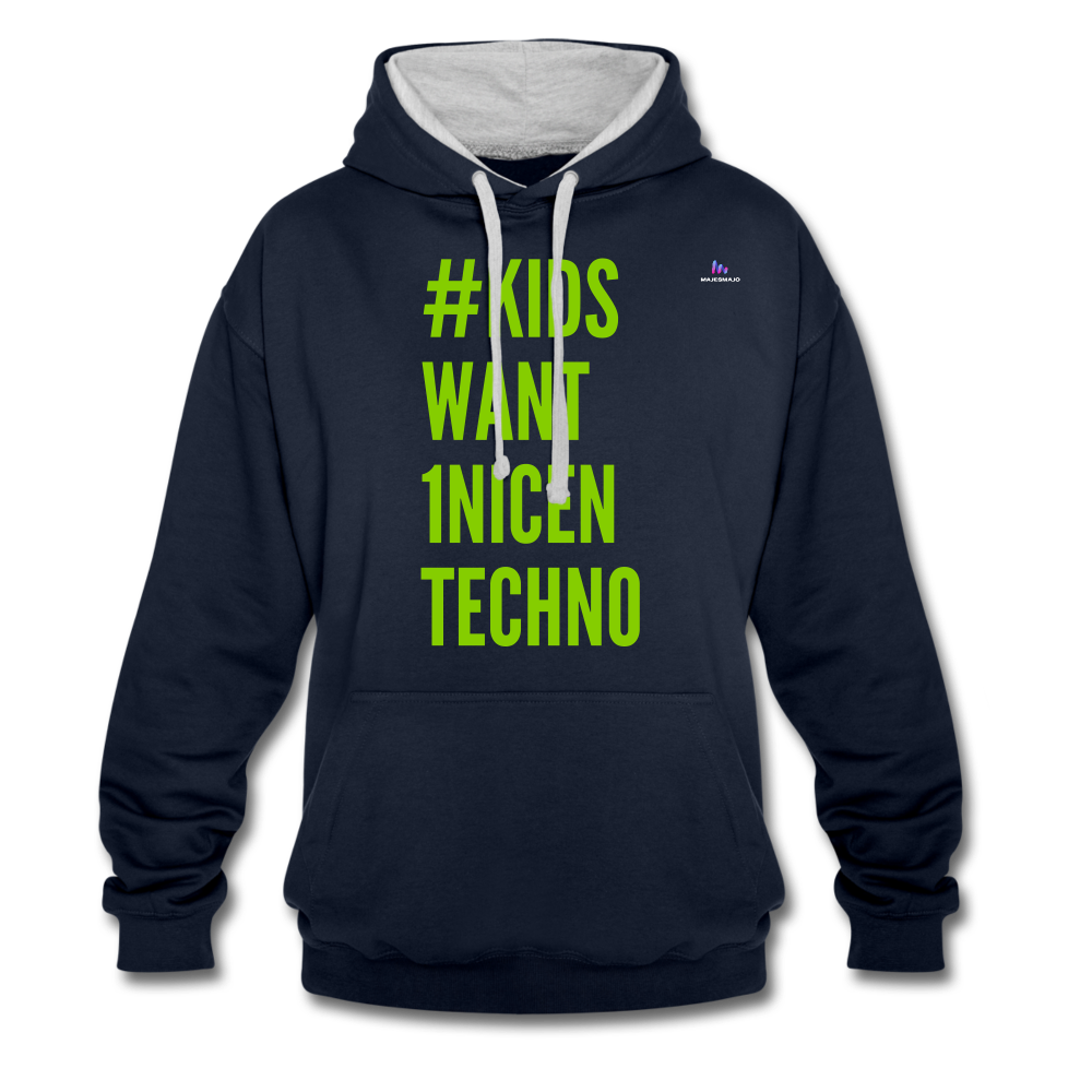 Sudadera con capucha en contraste"mittelfinger" - navy/heather grey
