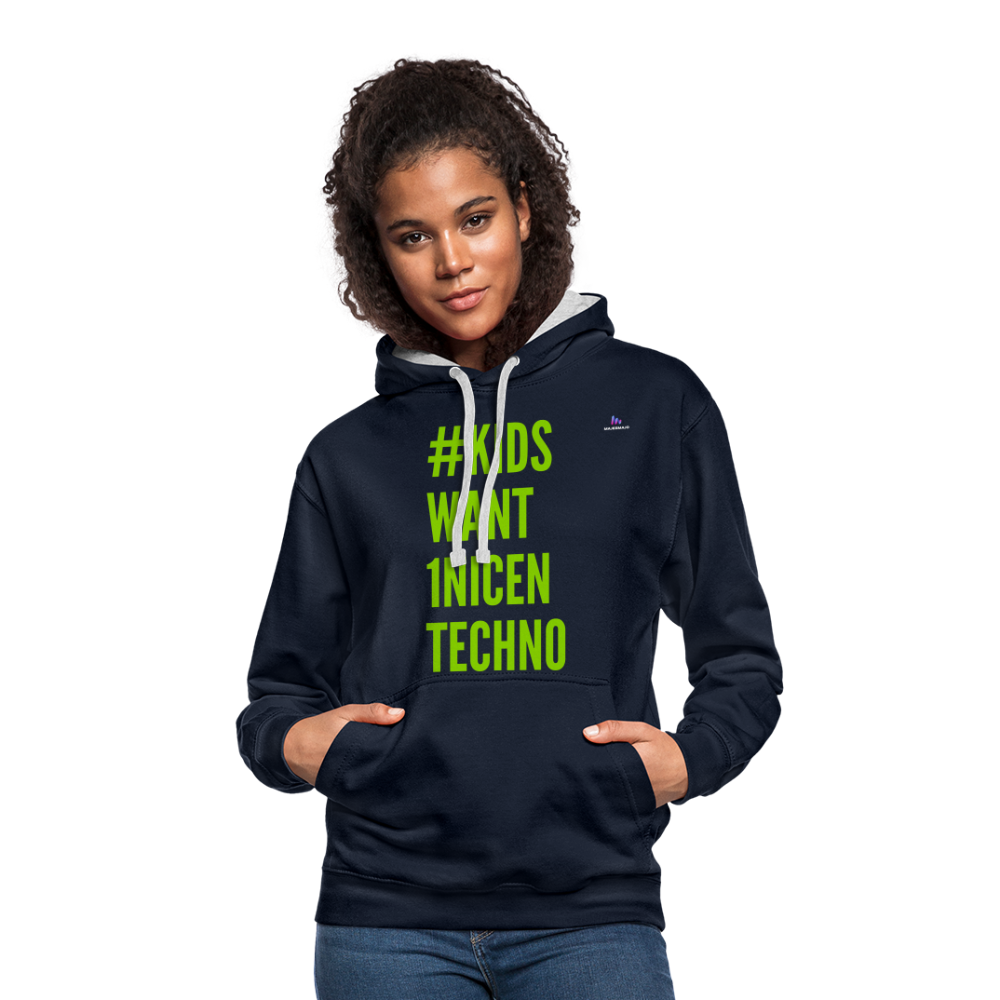 Sudadera con capucha en contraste"mittelfinger" - navy/heather grey