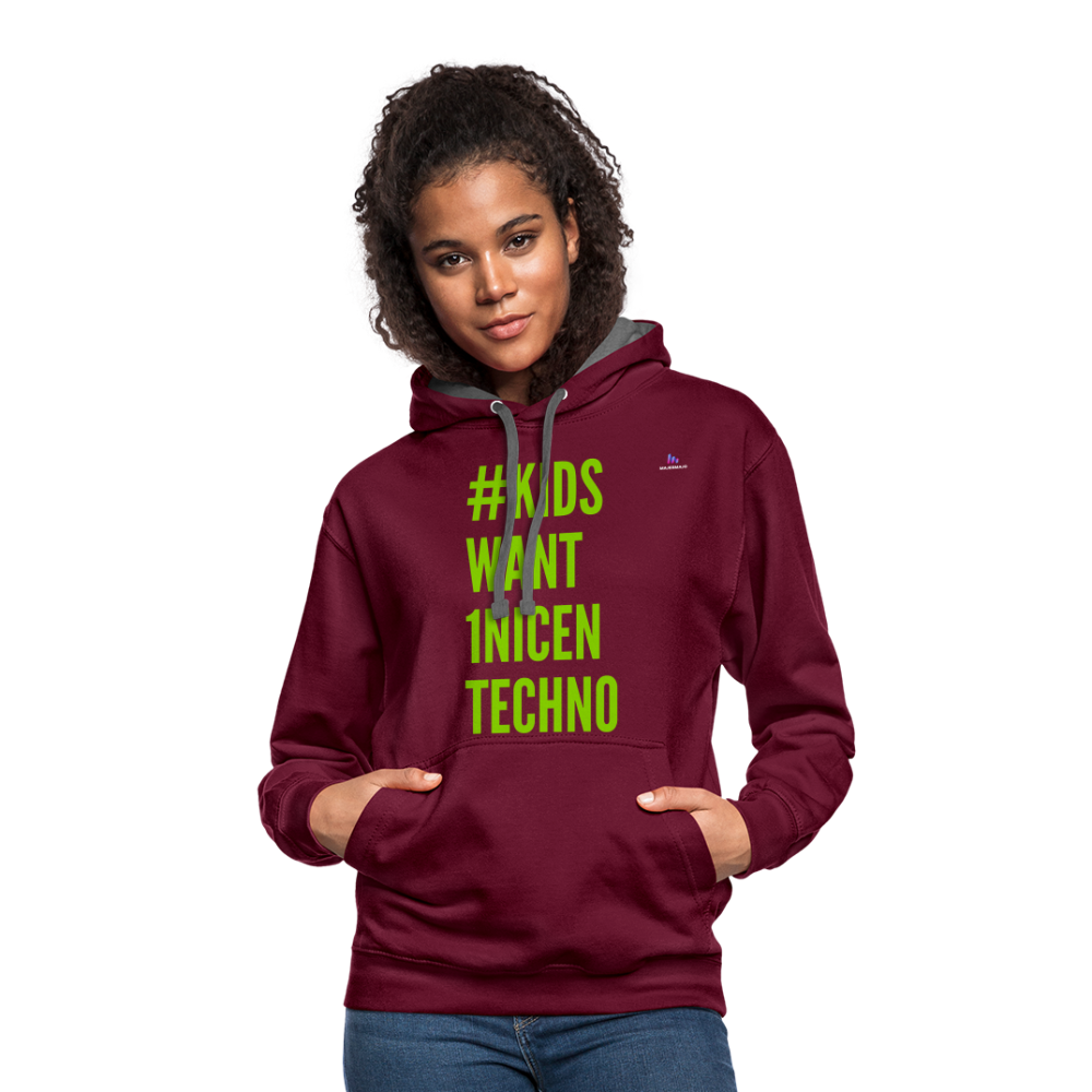 Sudadera con capucha en contraste"mittelfinger" - burgundy/charcoal