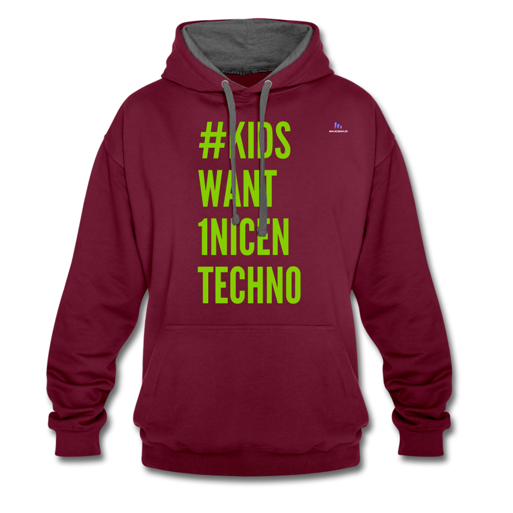 Sudadera con capucha en contraste"mittelfinger" - burgundy/charcoal