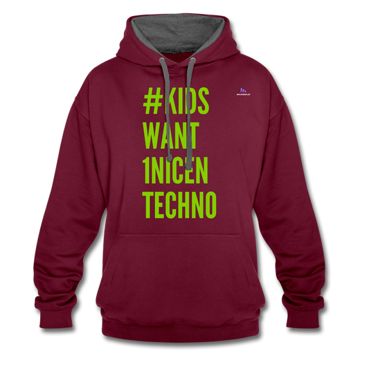 Sudadera con capucha en contraste"mittelfinger" - burgundy/charcoal